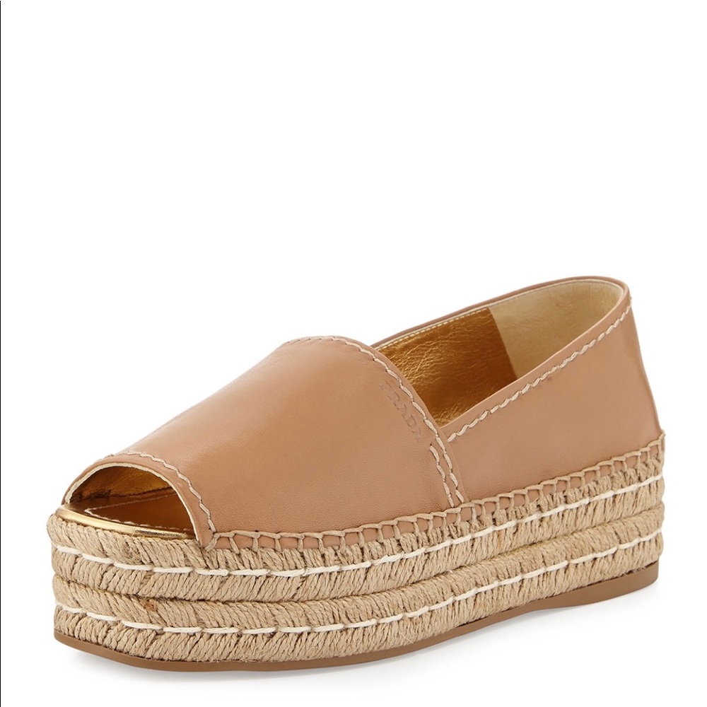 Prada Napa Leather Platform Espadrille